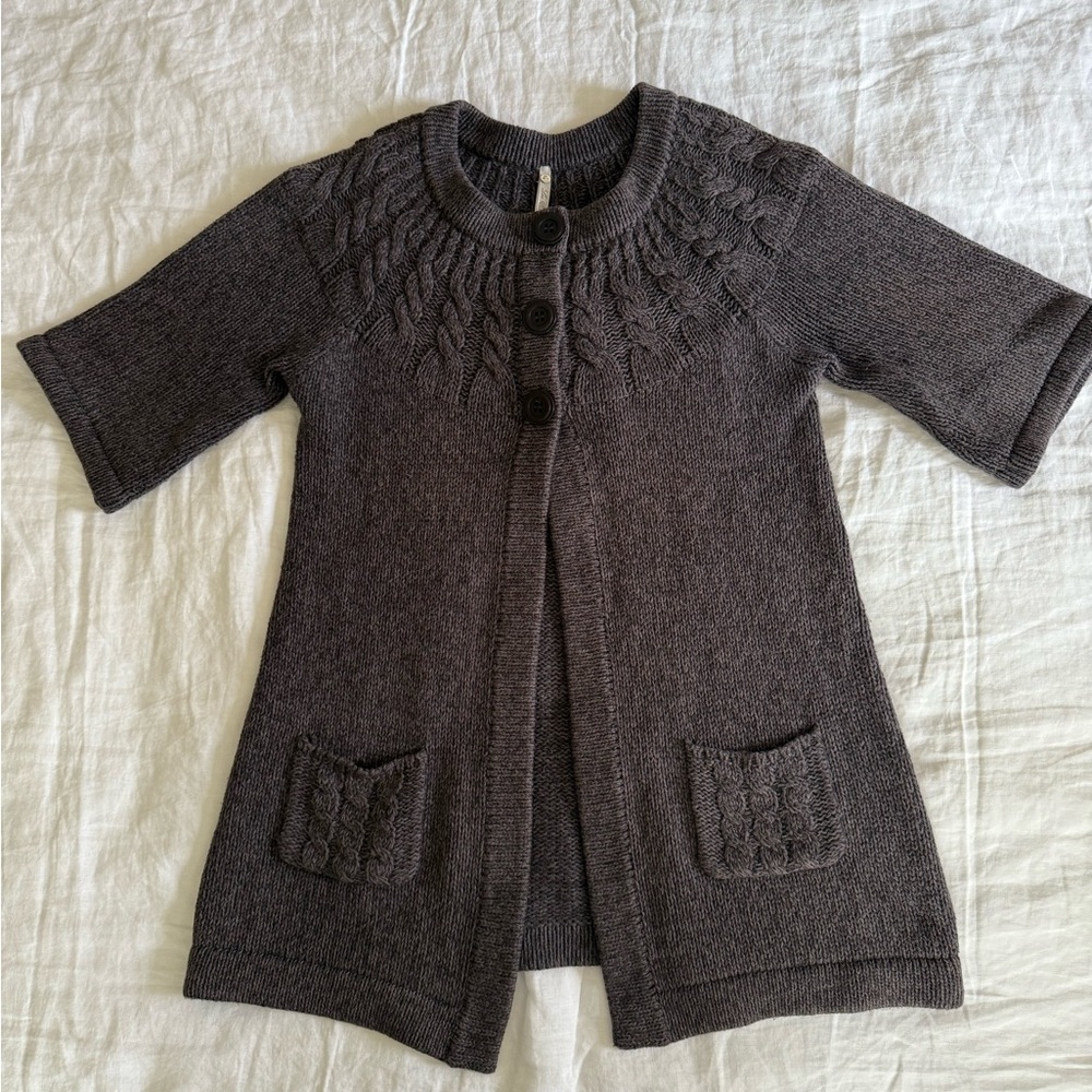 Button front Gray Women's Sweater